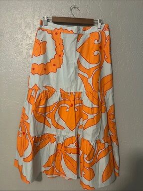 Orange Floral Tiered Maxi Skirt - Vibrant Summer Style